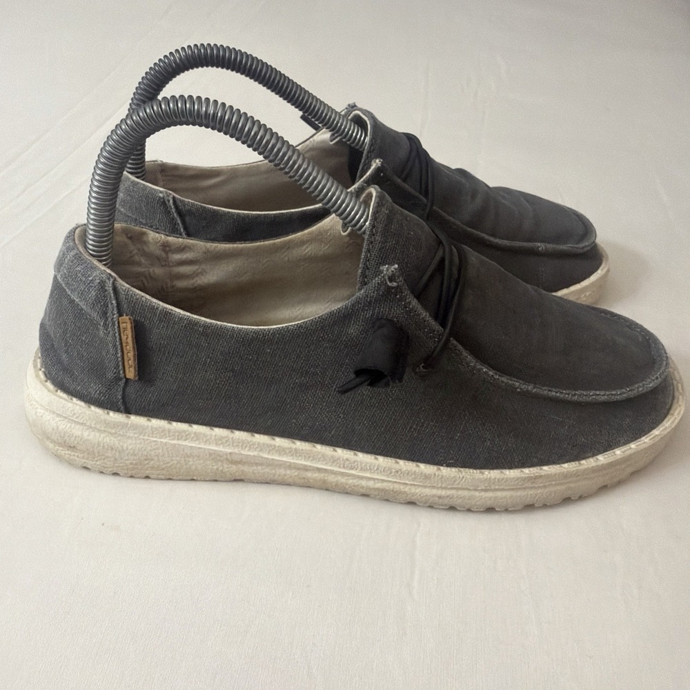 Hey Dude Loafers Women 7 M Wendy Holiday Sparkle Shoes Gray Canvas‎ Lace Slip On - Picture 15 of 16